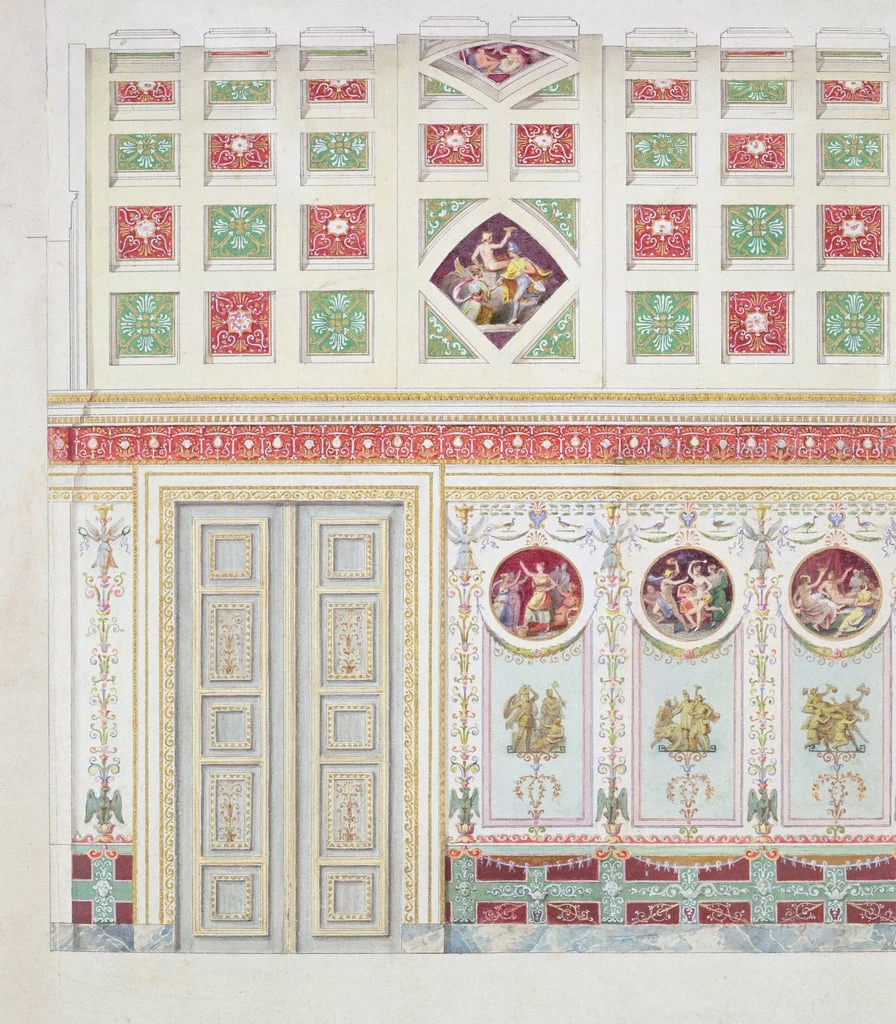 Progetto per la sala di scrittura di Ludovico I nella residenza di Monaco, 1826